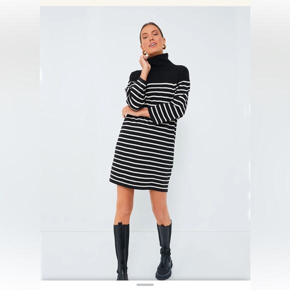 Tuckernuck Pomander Place Striped Durand Turtleneck Dress Black White XL NWT - Picture 1 of 11